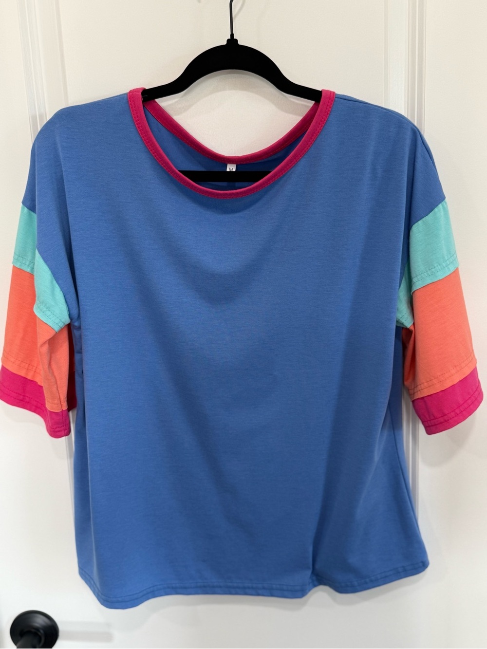 Colorblock Blue Relaxed-Fit Women's Top